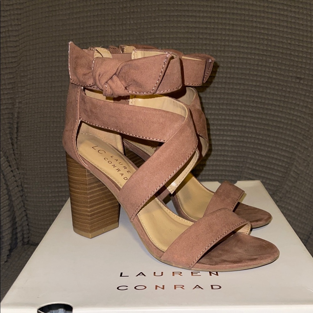 LC Lauren Conrad Women's Mauve Strappy Heels